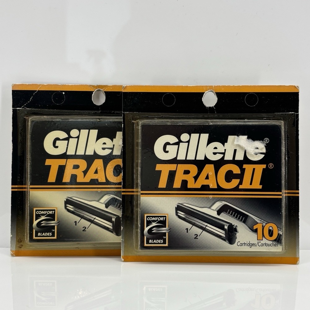 20 Vintage Gillette Trac II Razor Cartridges Refill 2 Packs Of 10 NOS Twin Blade